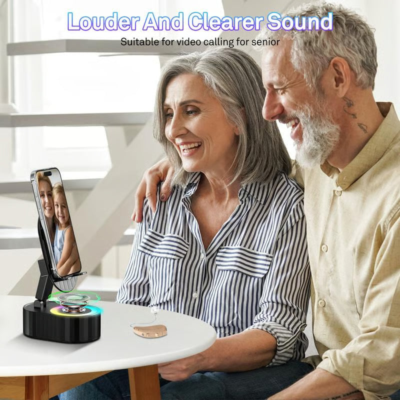 ⚡Flash Sale: 70% Off🔥2025 Upgraded Cell Phone Stand with Induction Speaker/Power Bank/Atmosphere Light