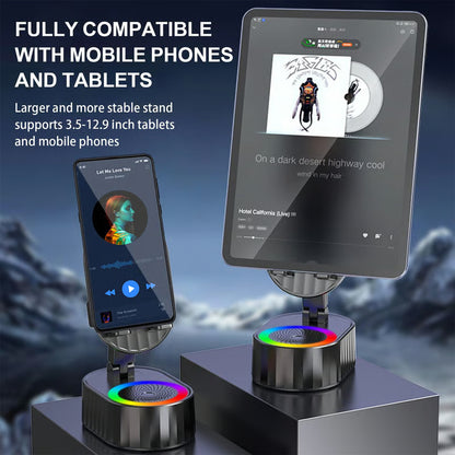 ⚡Flash Sale: 70% Off🔥2025 Upgraded Cell Phone Stand with Induction Speaker/Power Bank/Atmosphere Light