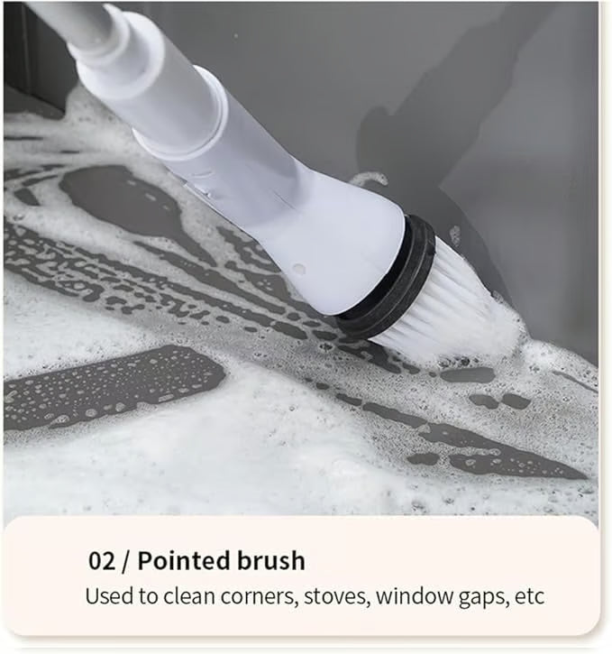 Electric Spin Scrubber – Cordless Power Scrubber with 6 Replaceable Brush Heads & Extendable Handle